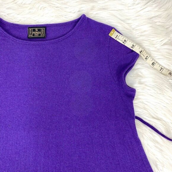 Fendi Roma Women’s Purple Angora Crew Neck Short Sleeve Knit Sweater EU44/C40 - Picture 15 of 15